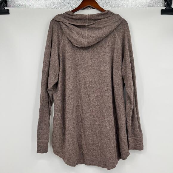 Torrid Super Soft Plush Cowl Neck Tunic Hoodie warm stone (brown) plus size 3X - Picture 3 of 8